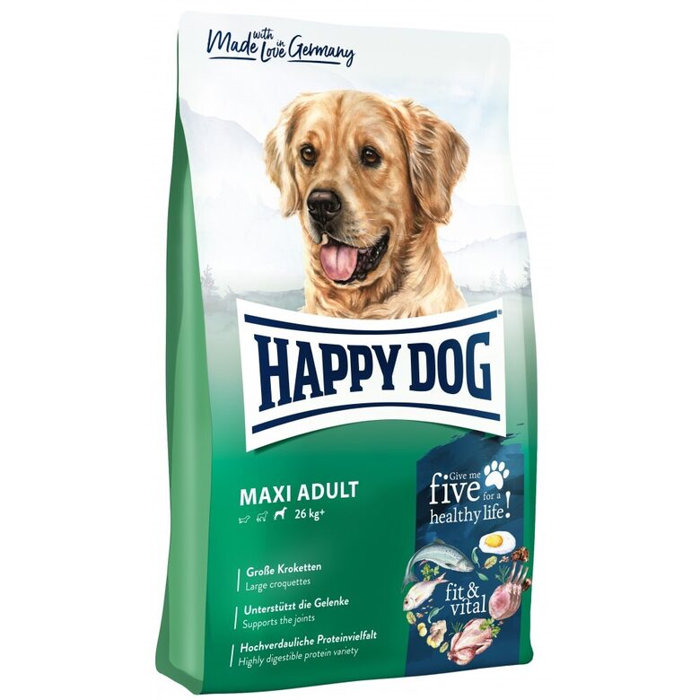 Happy Dog fit & vital - Maxi Adult 4 kg - sausā barība lielo šķirņu suņiem ar mājputnu, jēru, zivīm, lasi